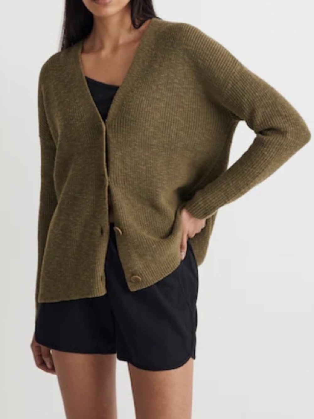 Madewell V-Neck Button-Front Long Cardigan Sweater-small
